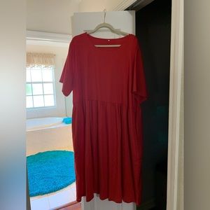 Linen red dress 2x